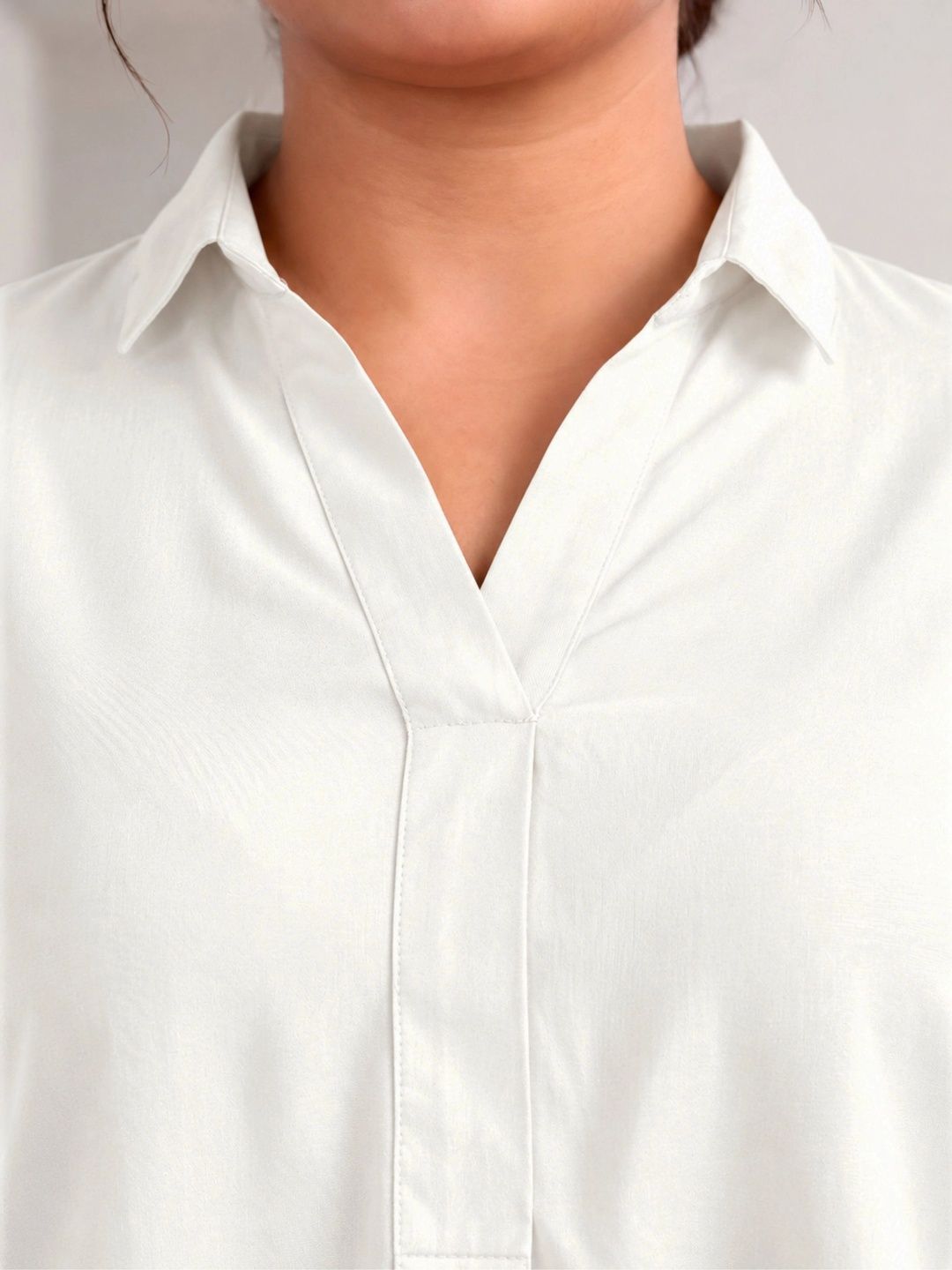 OffWhite Rayon Centrepleat Longline Tunic — view 7