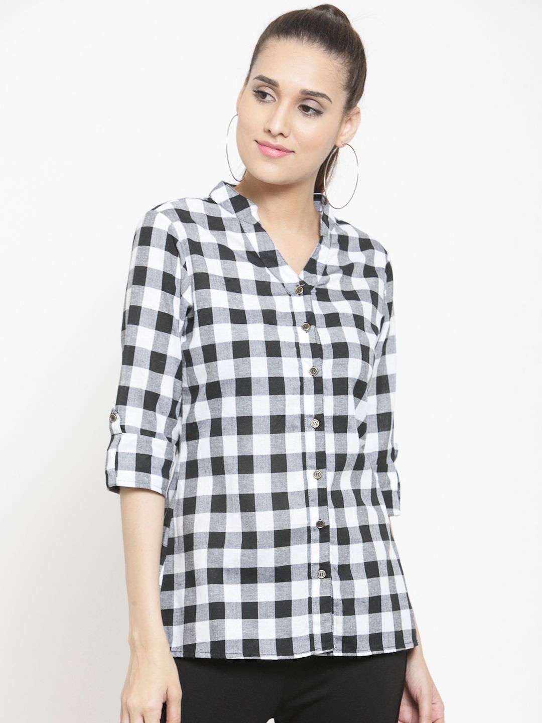 Black Checkered Plus Size Shirt — view 1