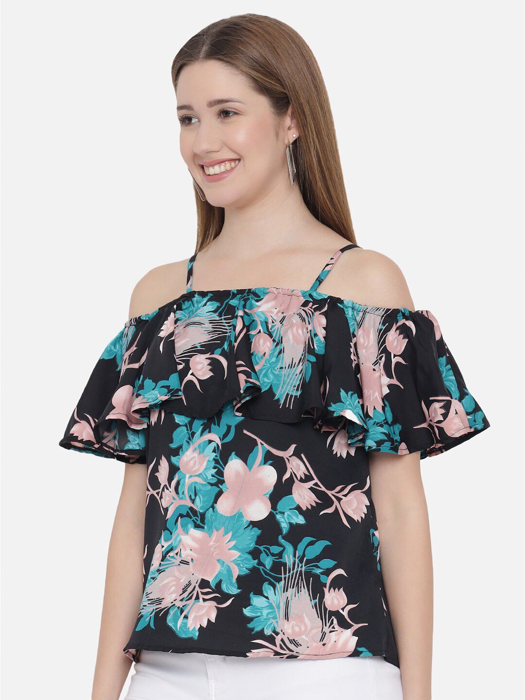 Green Floral Print Top — view 11
