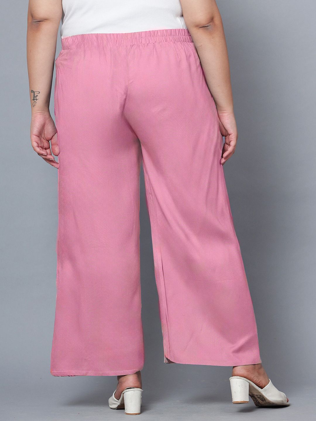Pink Plus Size Trousers — view 4
