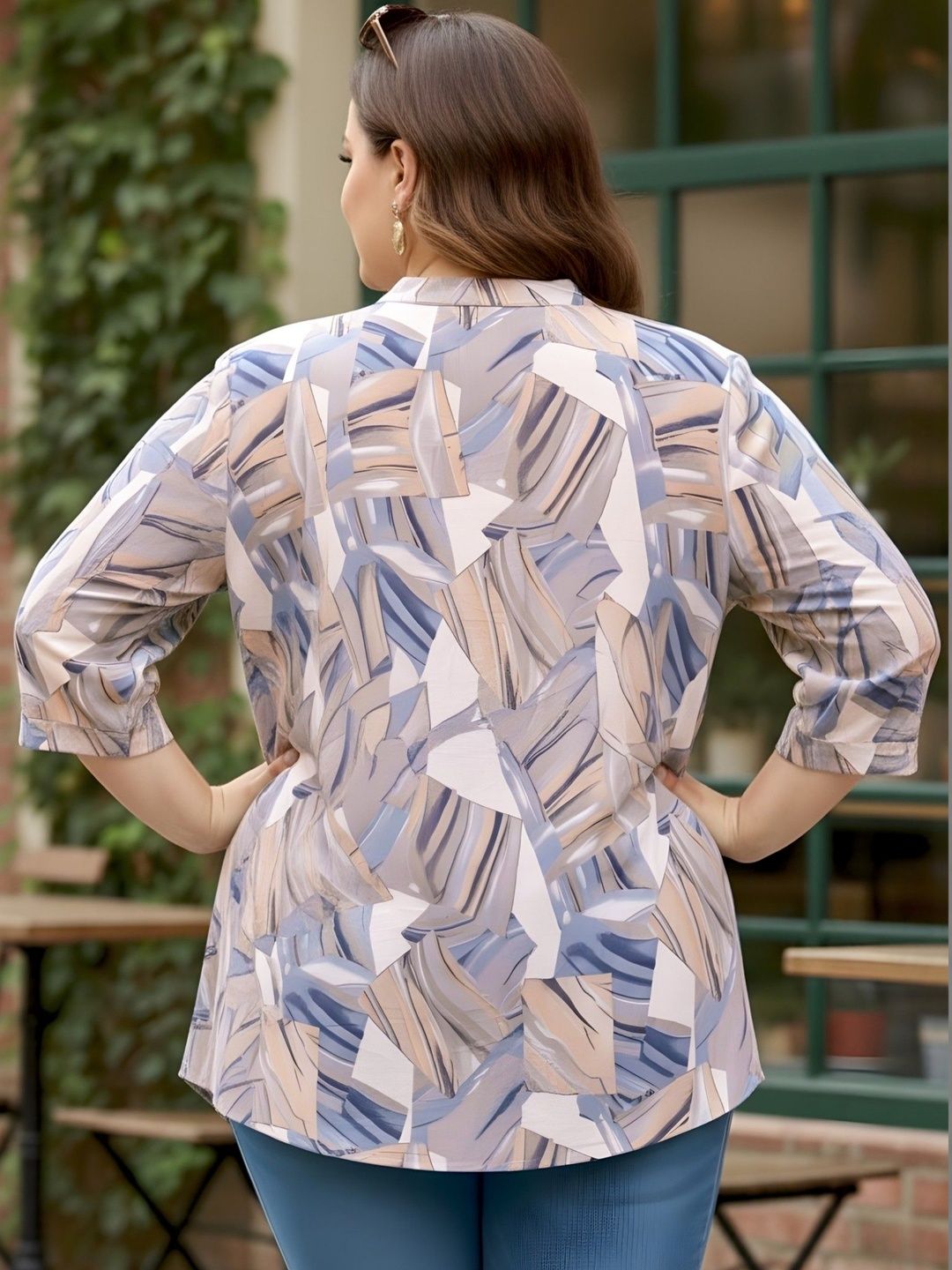 Brown Centrepleat Print Tunic — view 2