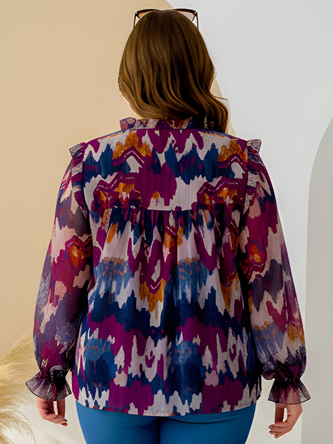 Abstract Print Georgette Plus Size Tunic — view 5