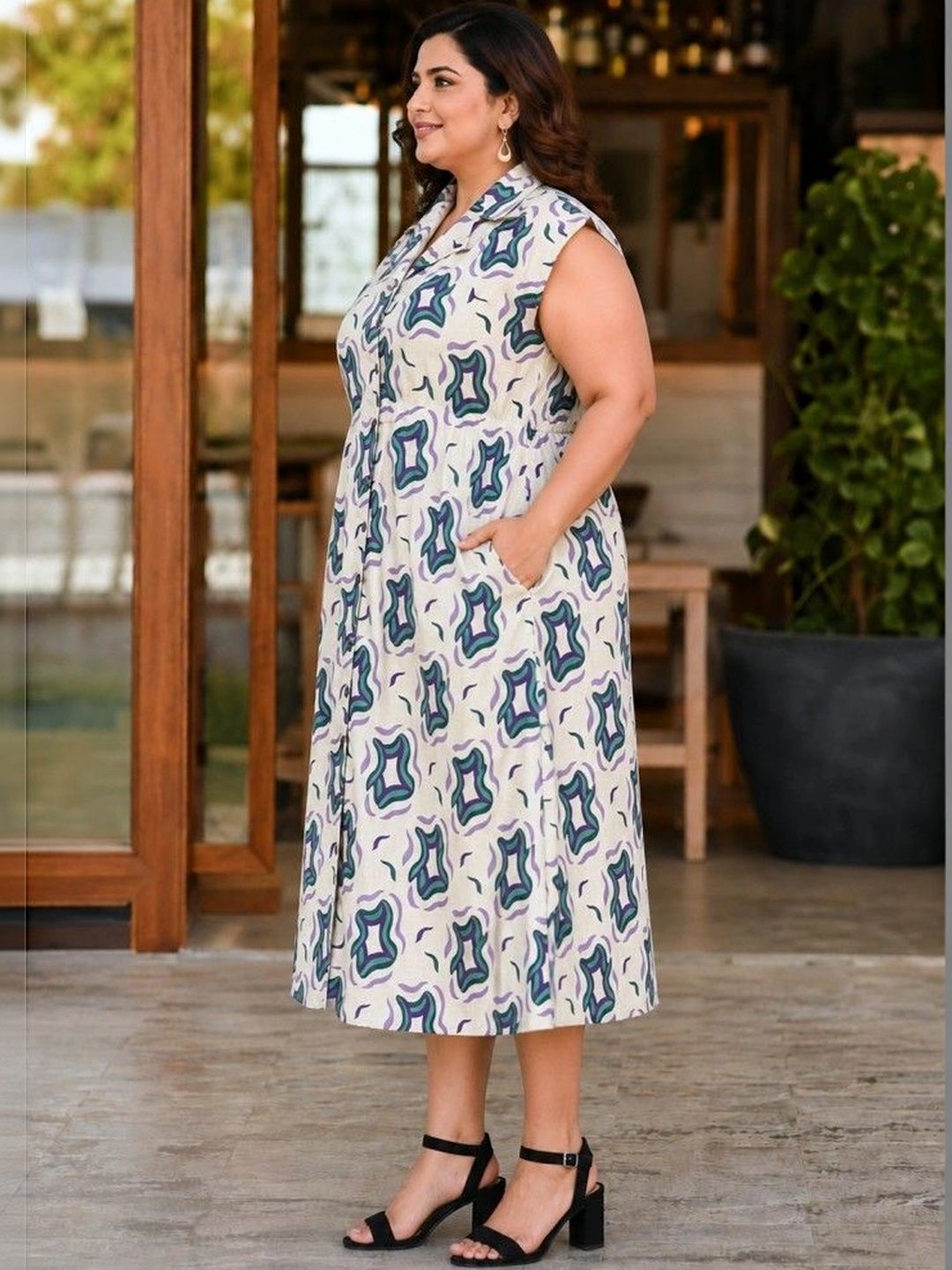 OffWhite Purple Print Midi Dress — view 4