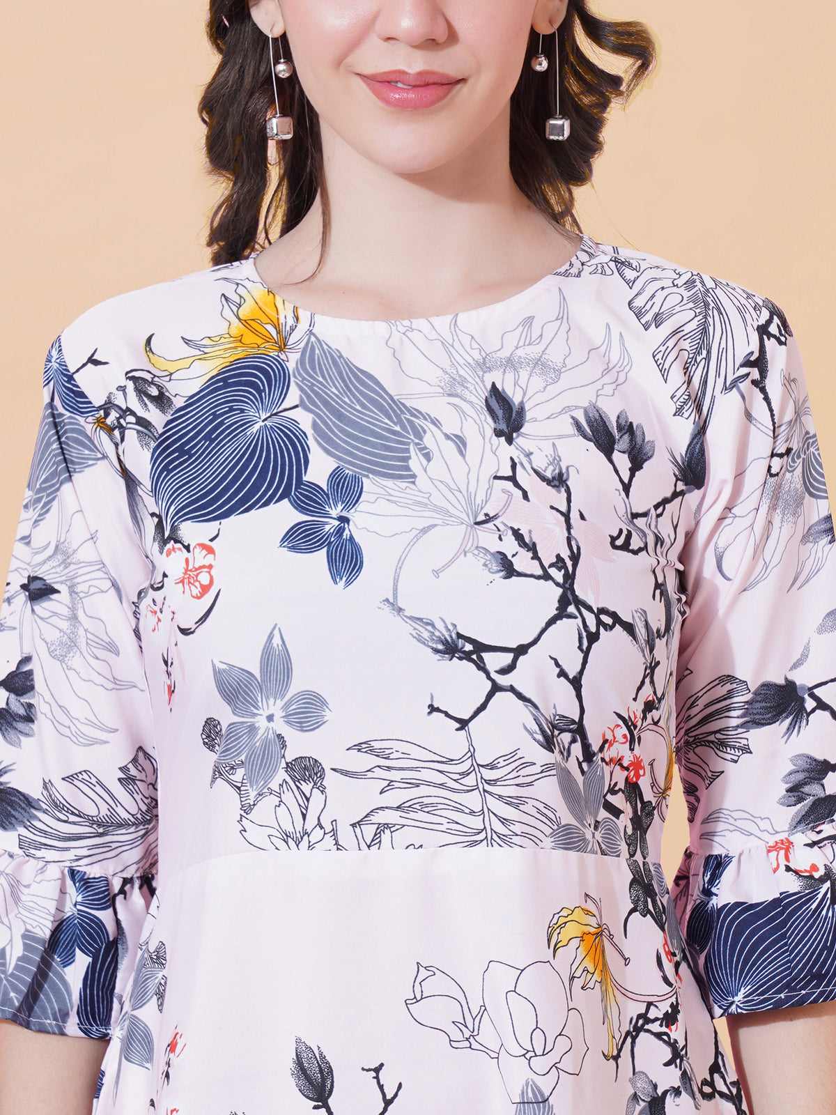 Pink Floral Print Maxi Dress