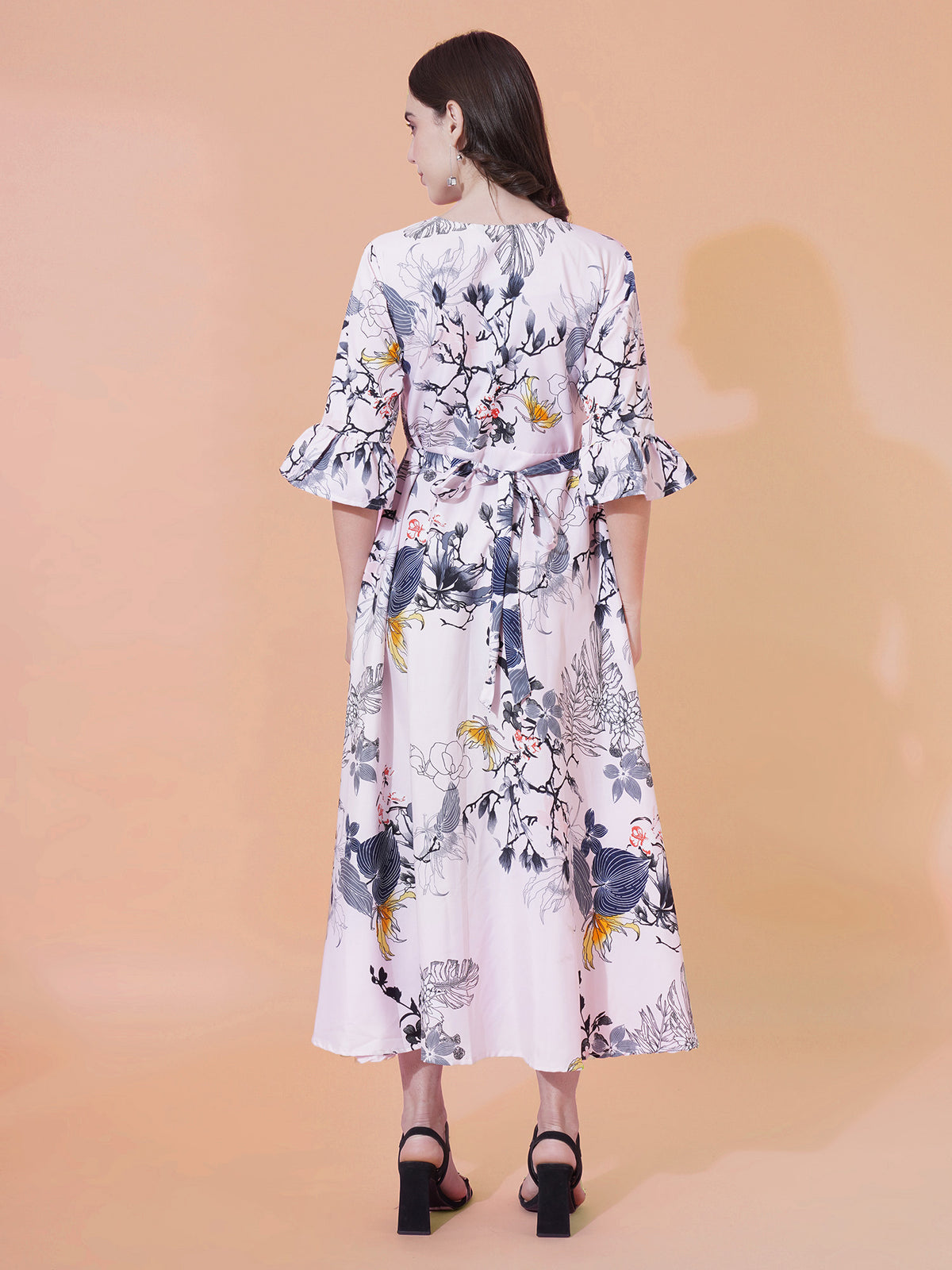 Pink Floral Print Maxi Dress