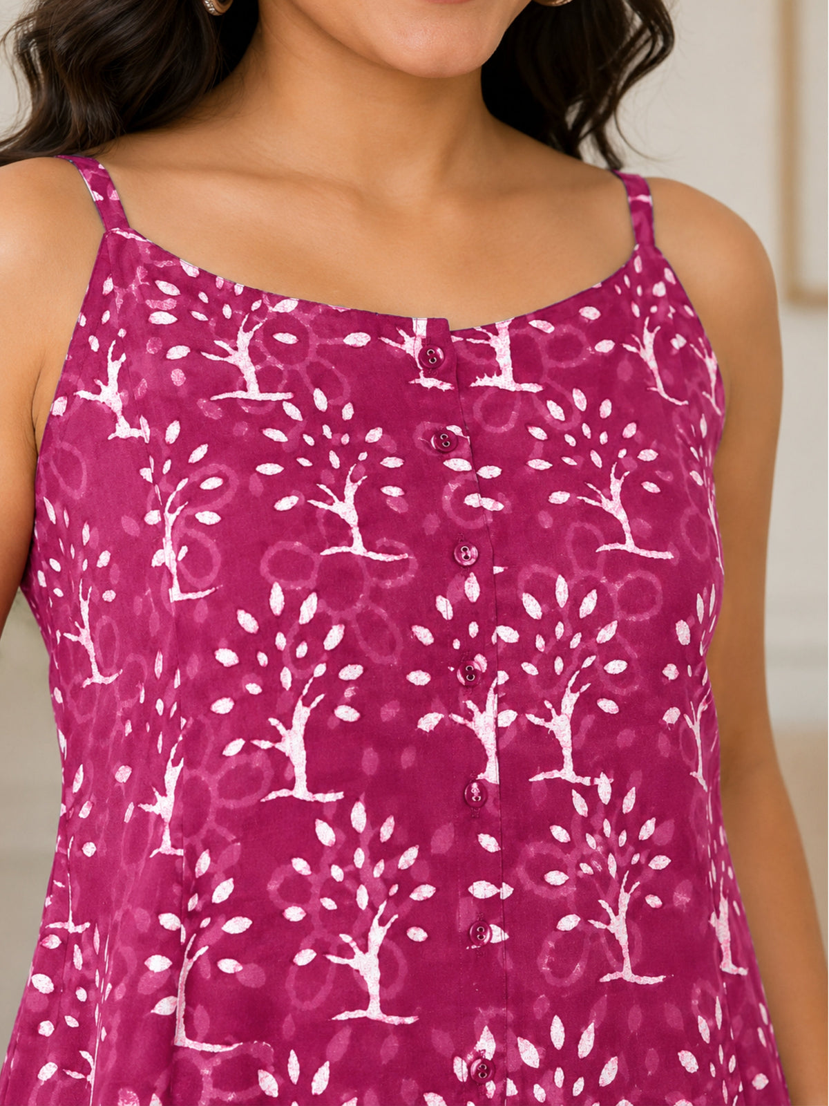 Pink A-Line Hand Block Dress