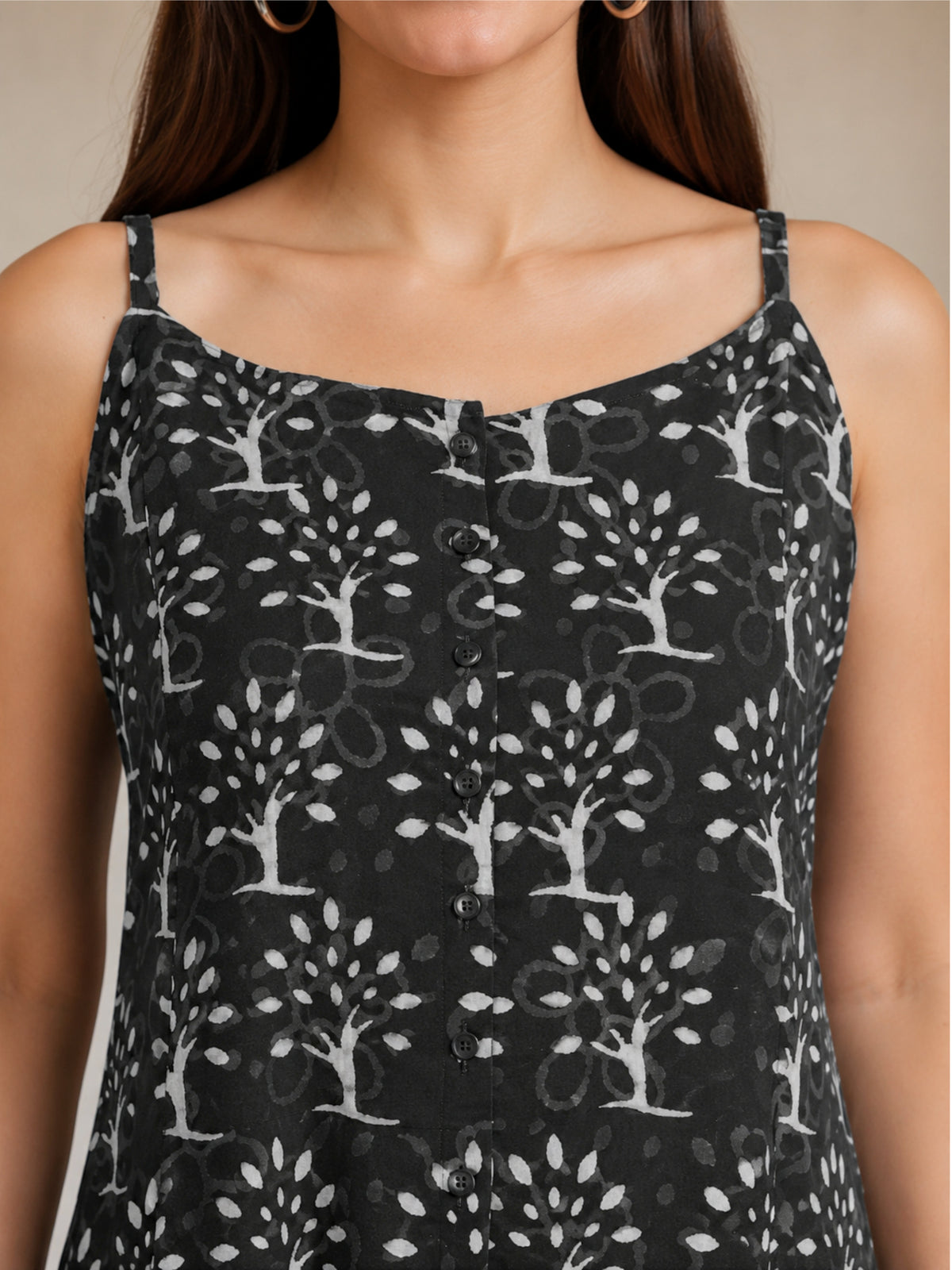 Black A-Line Hand Block Dress