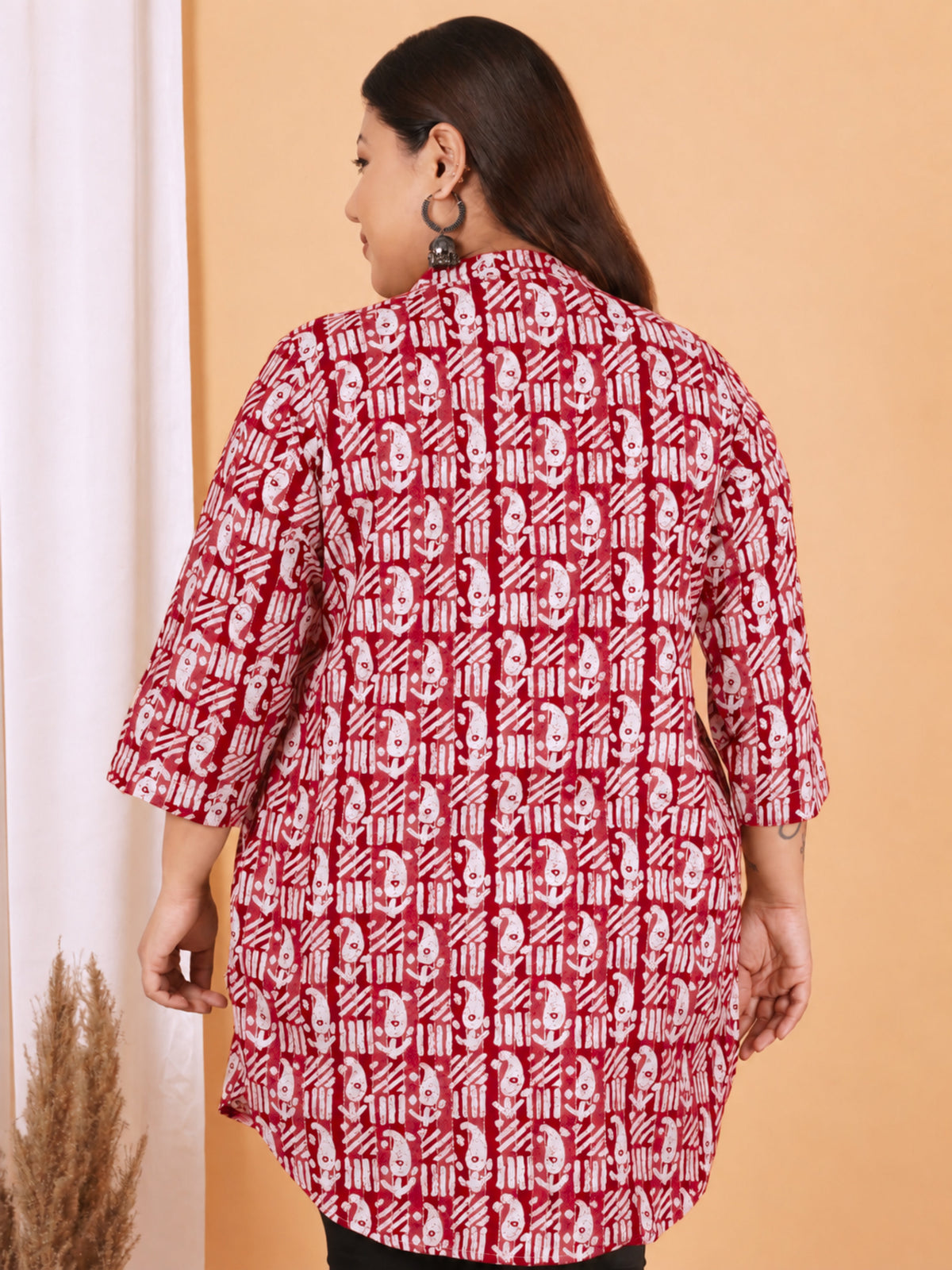 Red Paisley Print Long Tunic