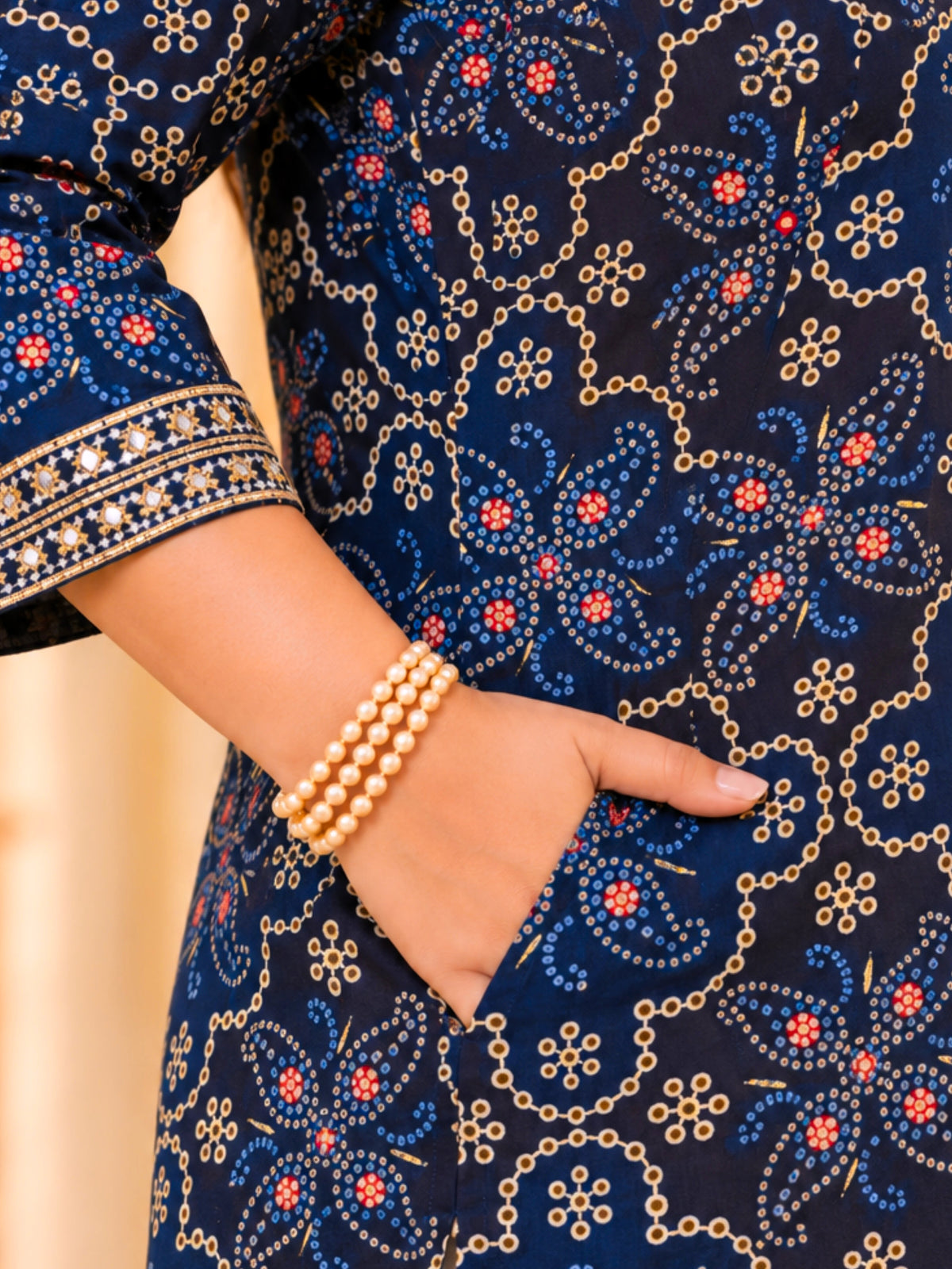 Blue Embroidered Festive Printed Tunic