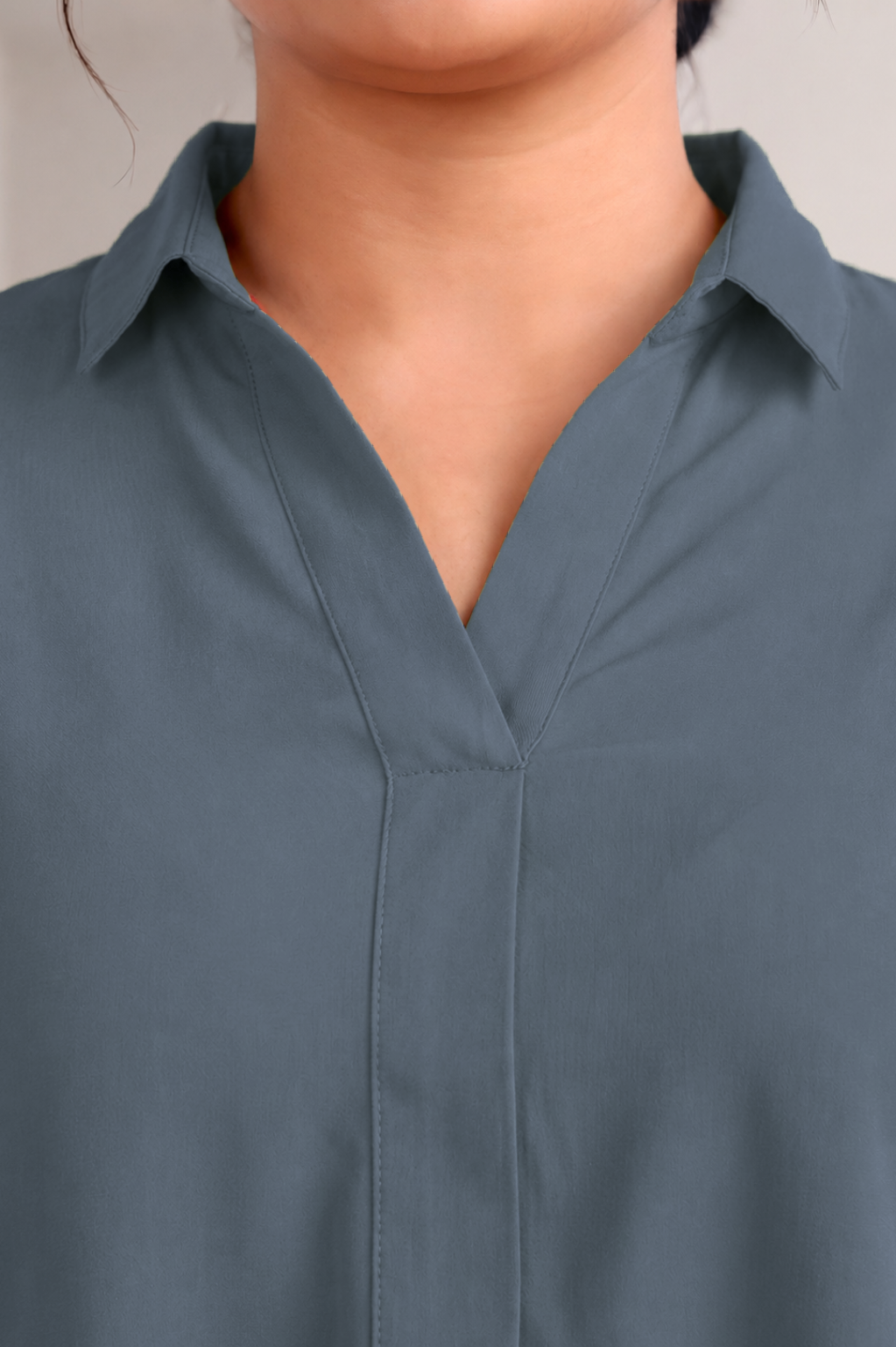 Grey Rayon Centrepleat Longline Tunic