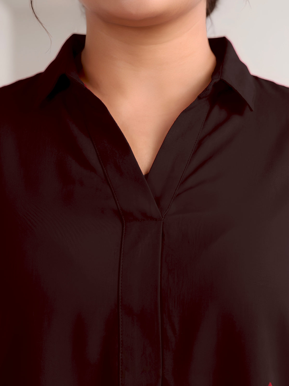 Brown Rayon Centrepleat Longline Tunic