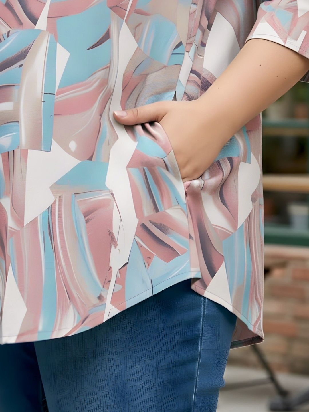 Pink Centrepleat Print Tunic — view 5