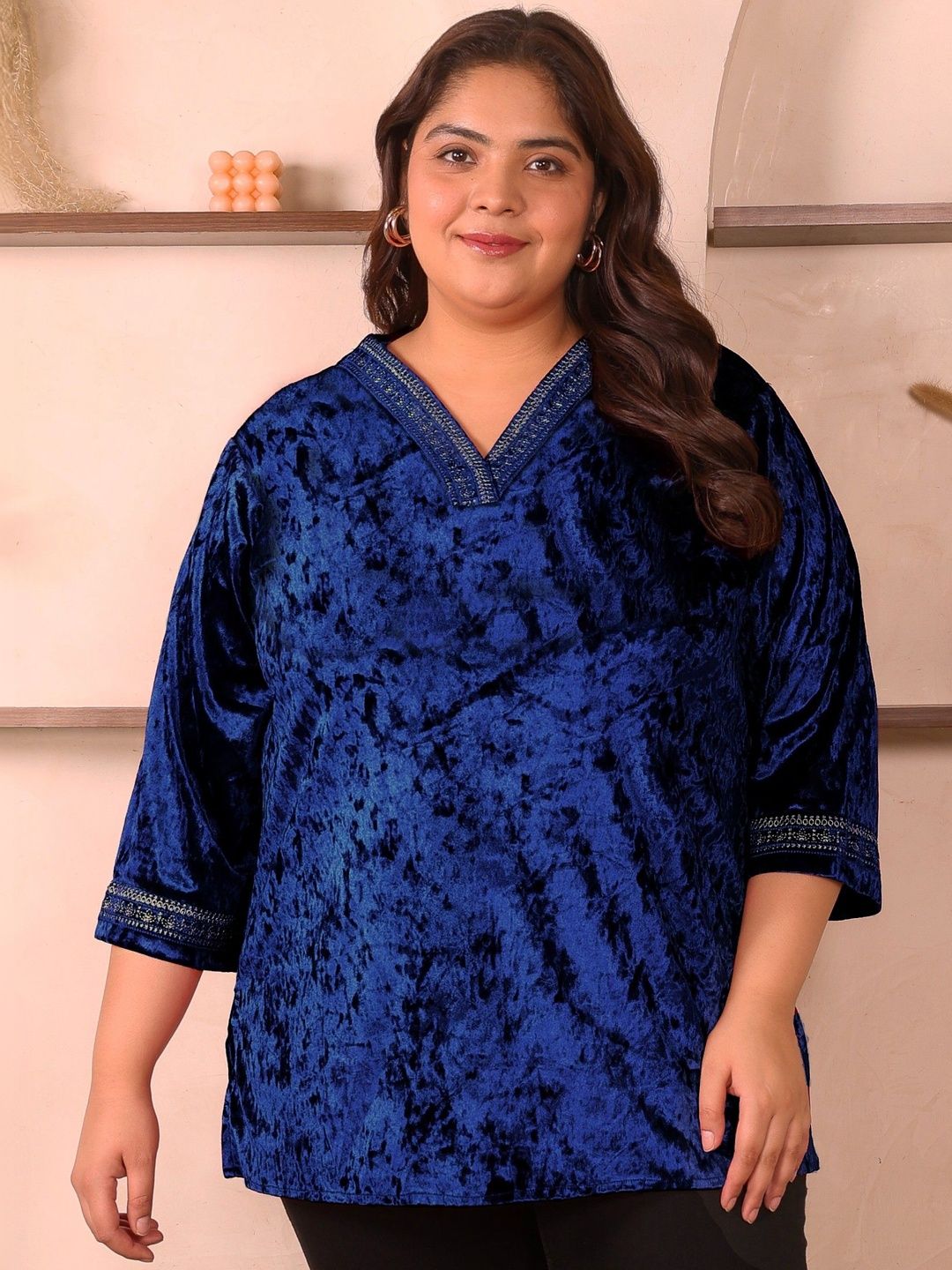 Blue Velvet Plus Size Tunic — view 1