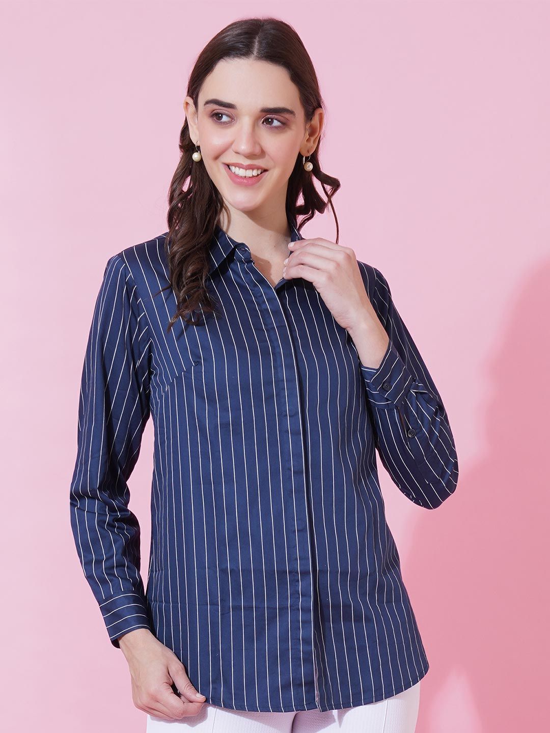 Blue Stripe Formal Shirt — view 8