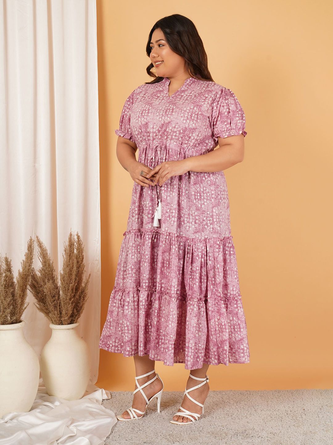 Pink Tiered Plus Size Dress — view 5