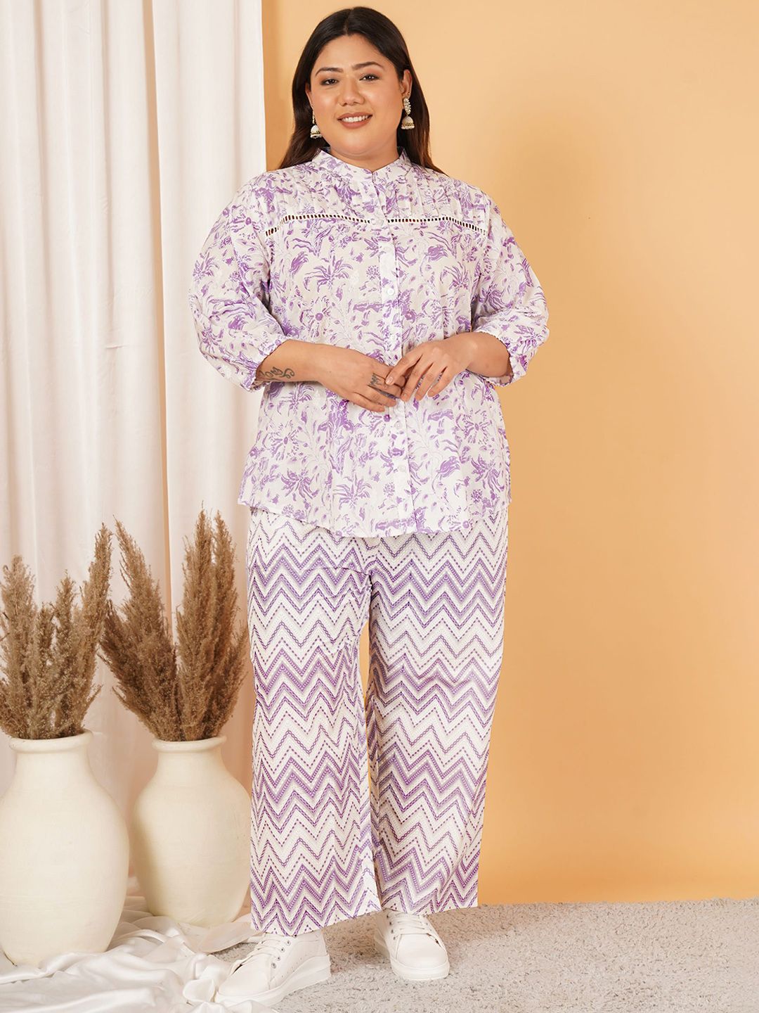 Purple Print Plus Size Co-Ord Set — view 1