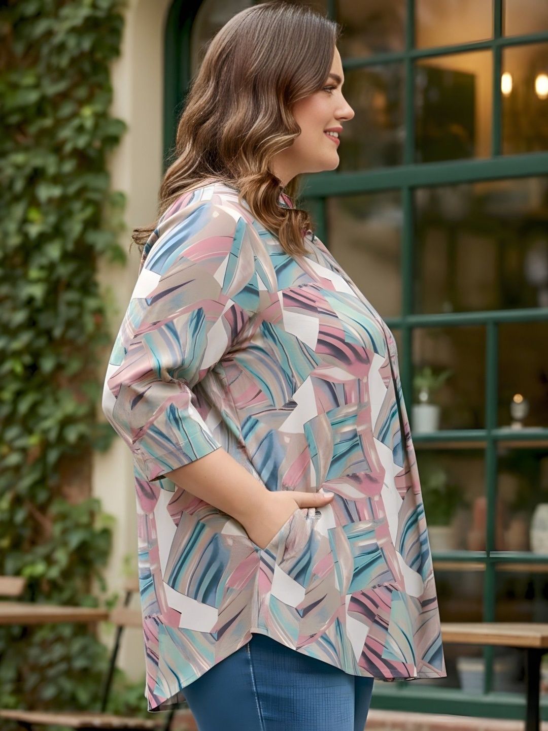 Pink Centrepleat Print Tunic — view 3