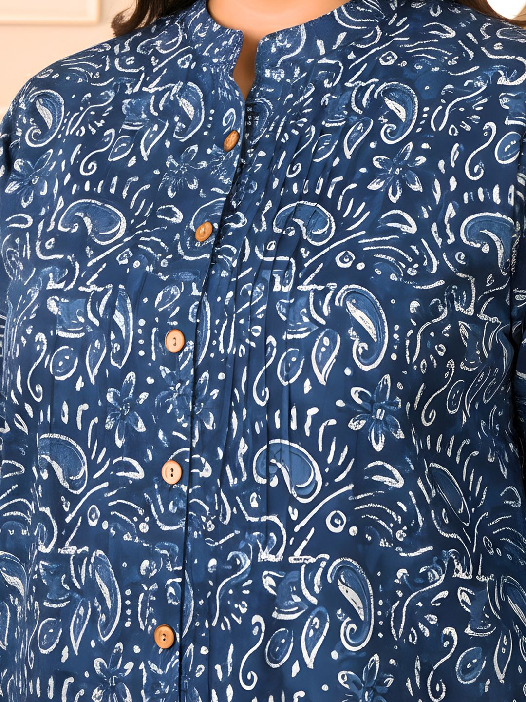 Indigo Handblock Paisley Tunic — view 2