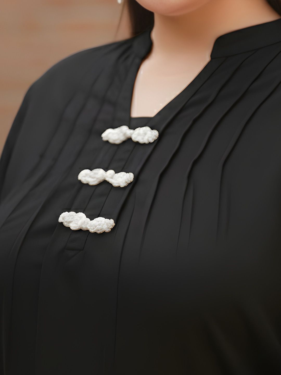 Black Cotton Embroidered Tunic — view 2
