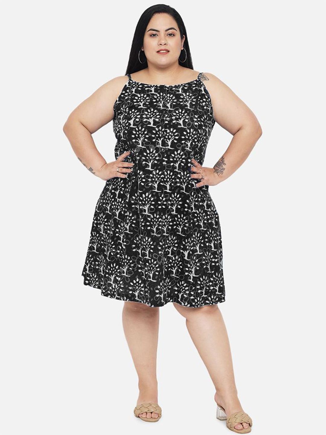 Black A-Line Hand Block Dress — view 1