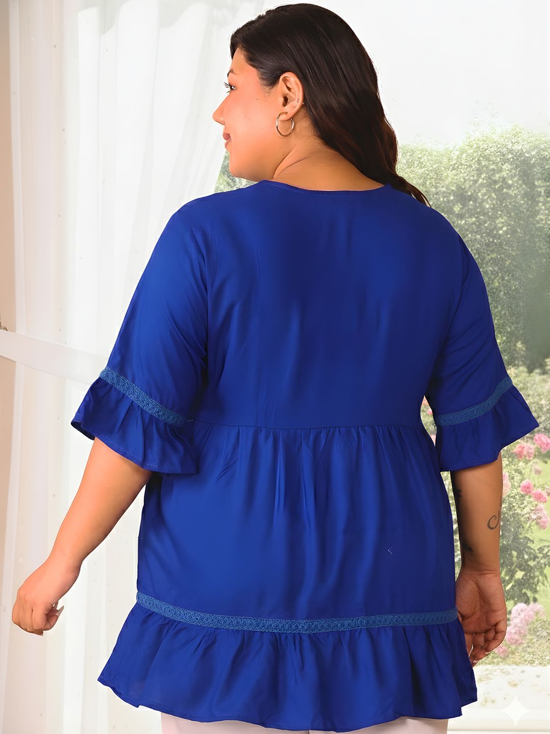 Blue Lace Plus Size Tunic — view 5