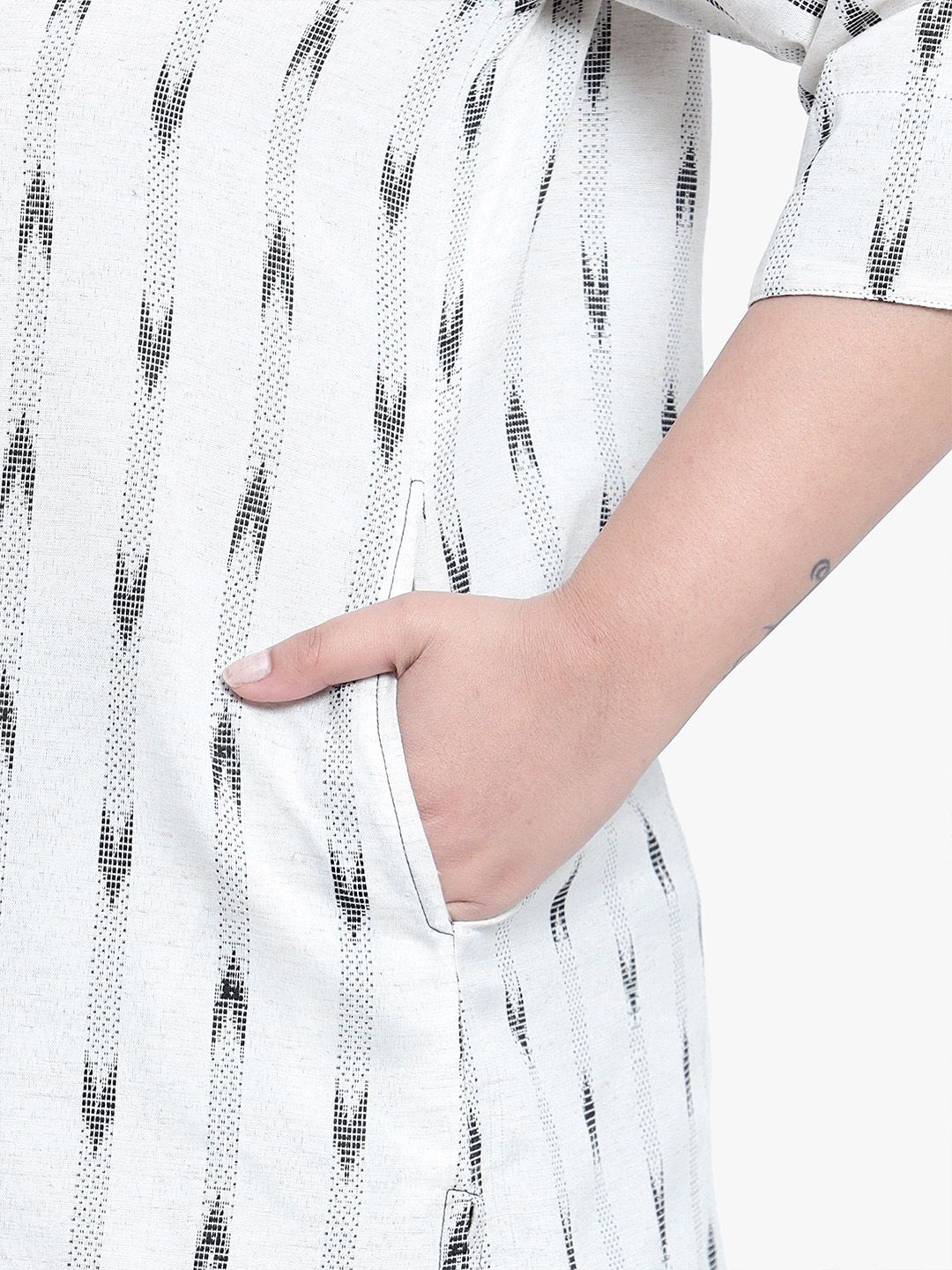 Black Ikat Cotton Plus Size Tunic — view 7