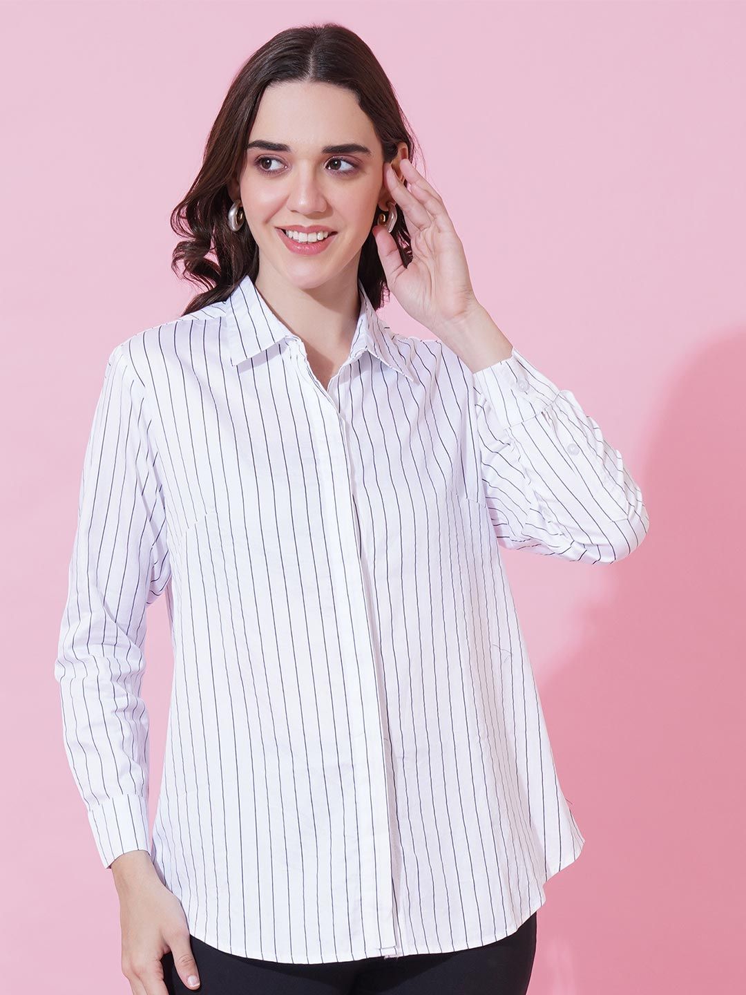 White Stripe Formal Shirt — view 8