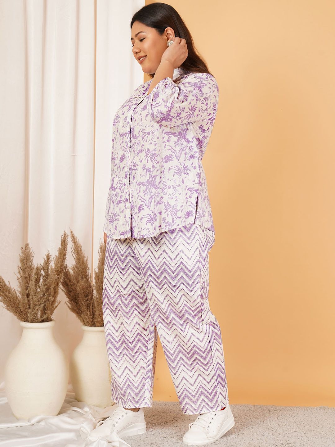 Purple Print Plus Size Co-Ord Set — view 5
