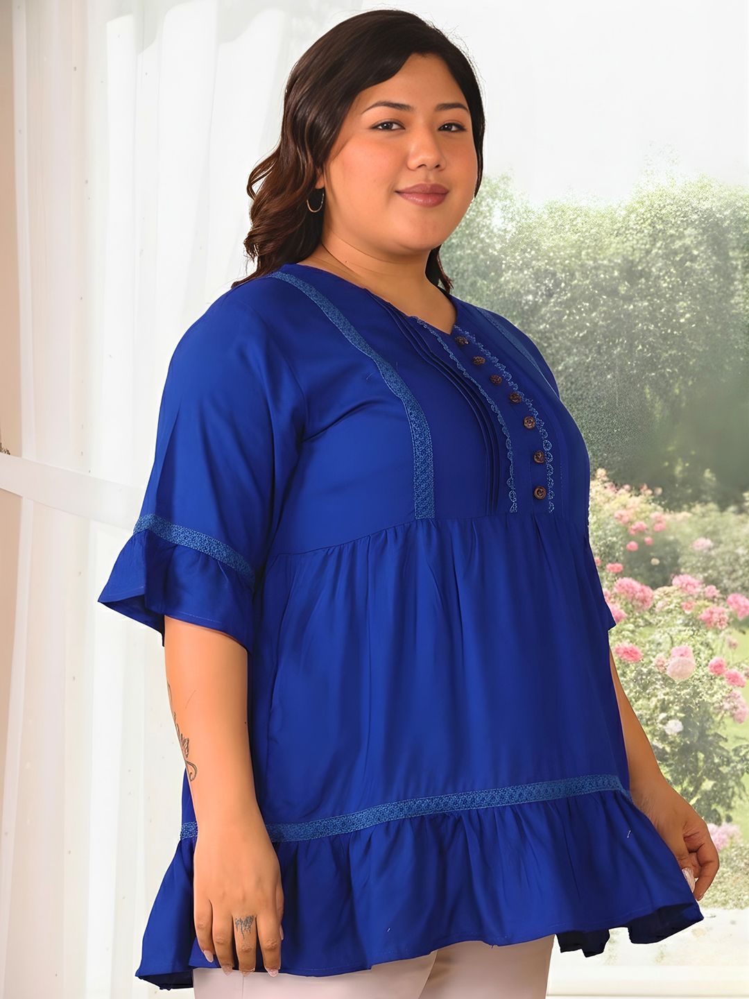Blue Lace Plus Size Tunic — view 3
