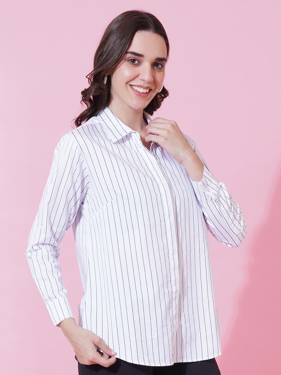 White Stripe Formal Shirt — view 10