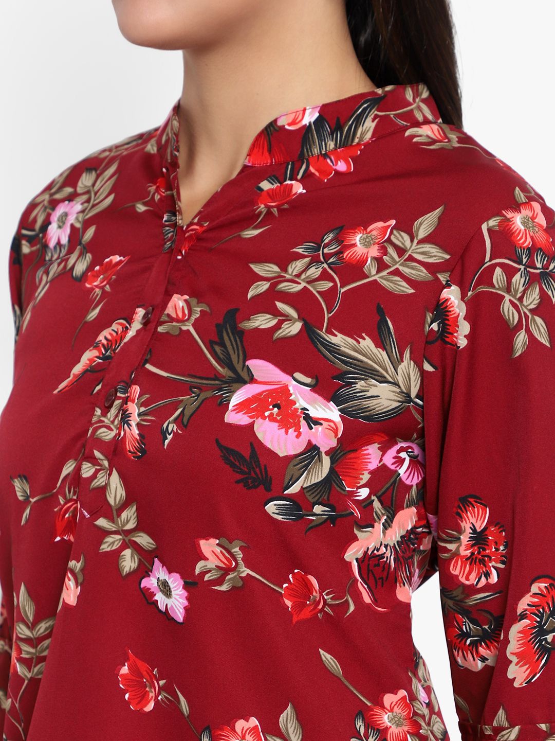 Maroon Floral Print Tunic — view 9