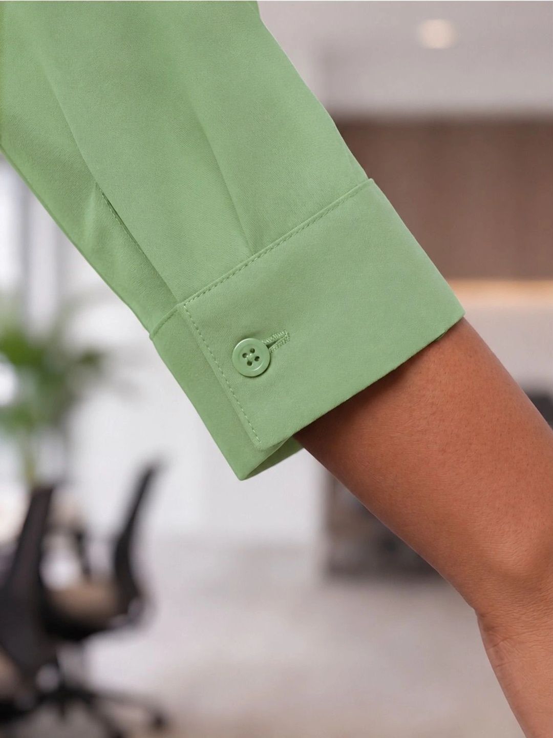 Mint Green Rayon Concealed Plus Size Tunic — view 5