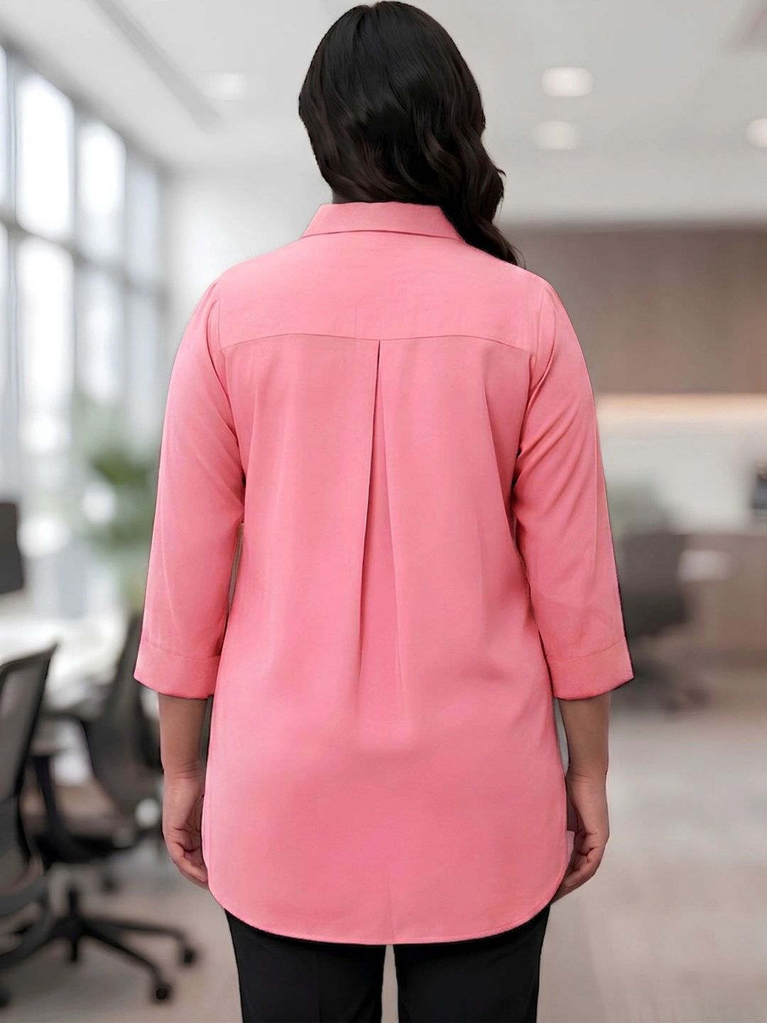 Pink Rayon Concealed Plus Size Tunic — view 2