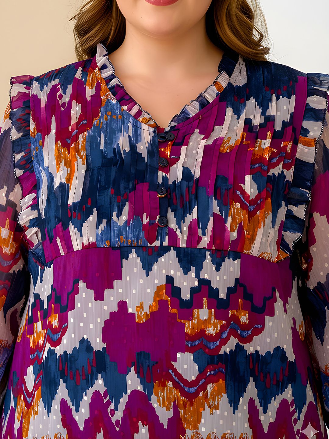 Abstract Print Georgette Plus Size Tunic — view 2