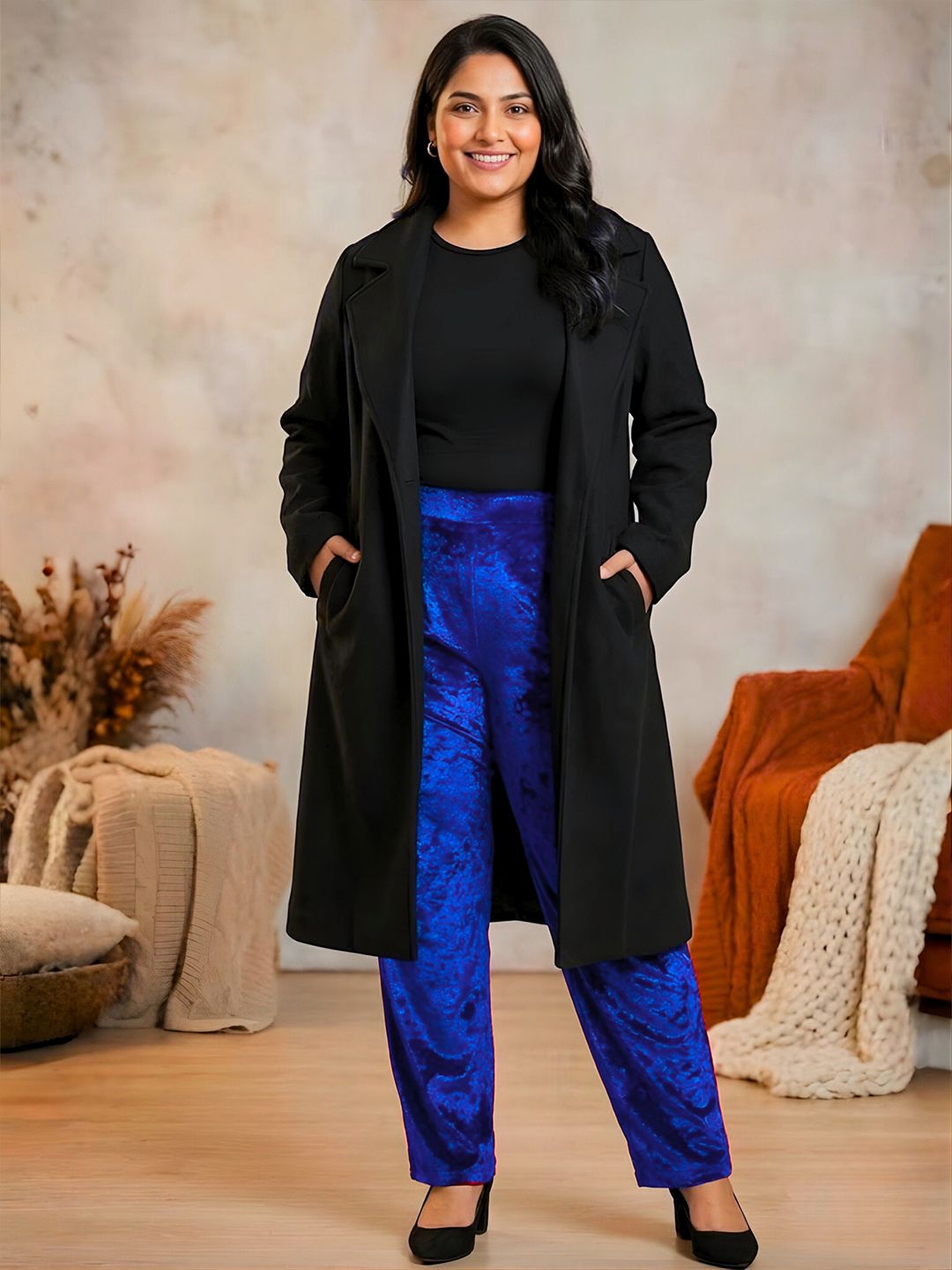 Blue Velvet Plus Size Trousers — view 5