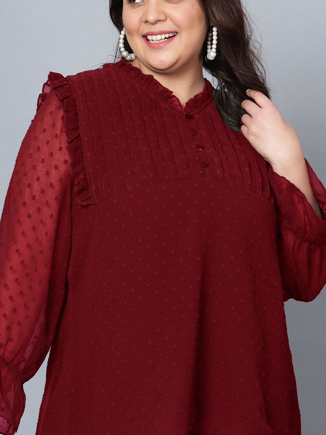 Red Georgette Plus Size Tunic — view 8