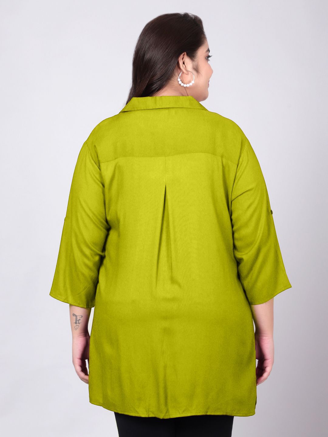 Light Green Longline Plus Size Shirt — view 5