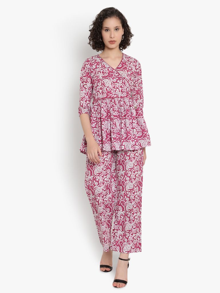 Pink Hand Block Print Co-Ord Set