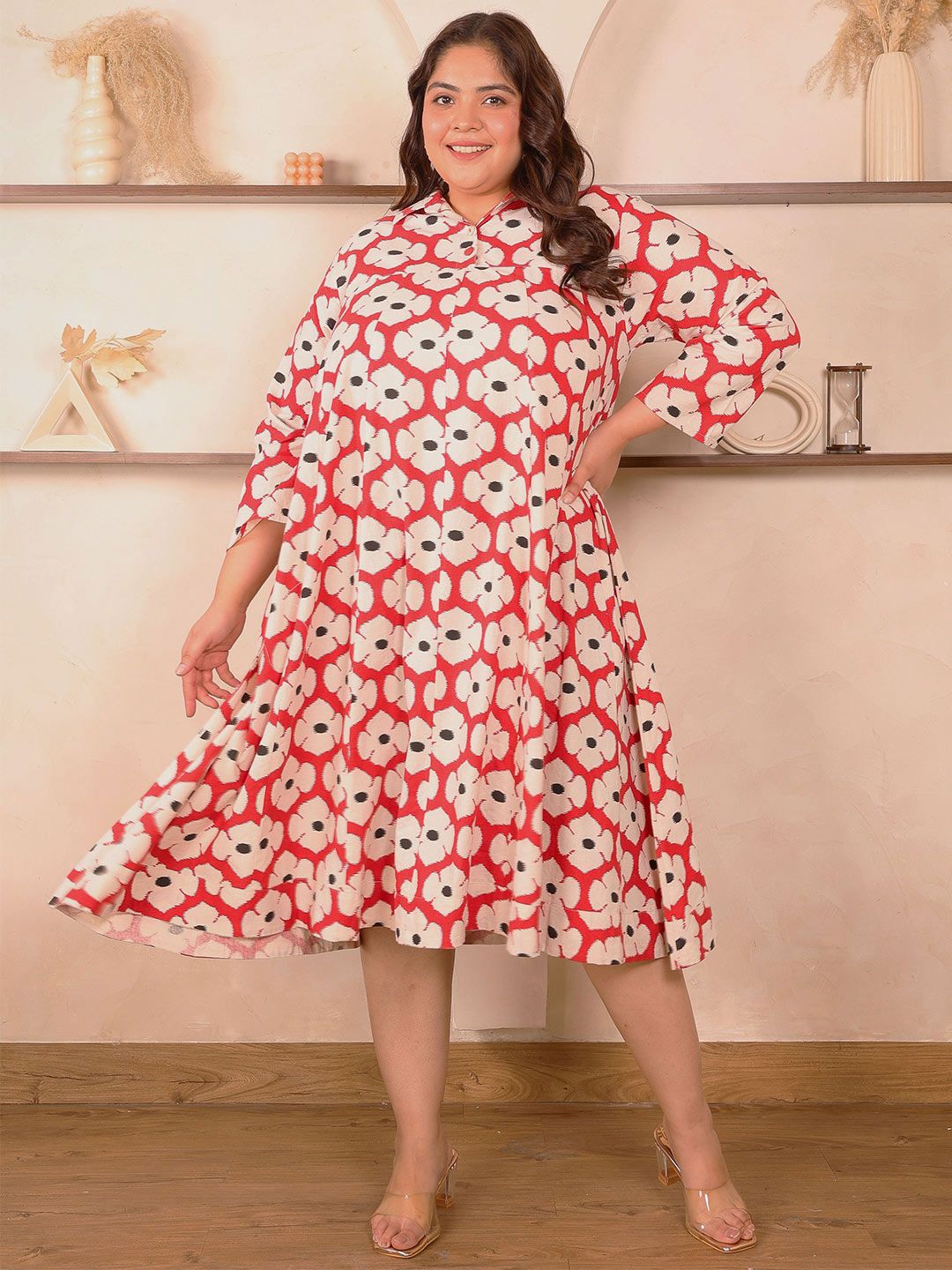 Red Floral Kali Plus Size Dress — view 7