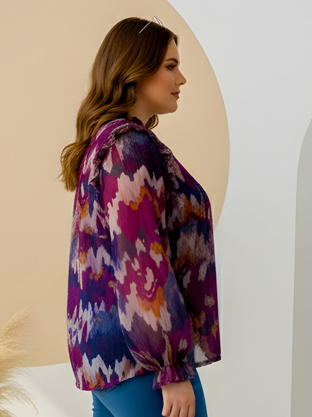 Abstract Print Georgette Plus Size Tunic — view 3