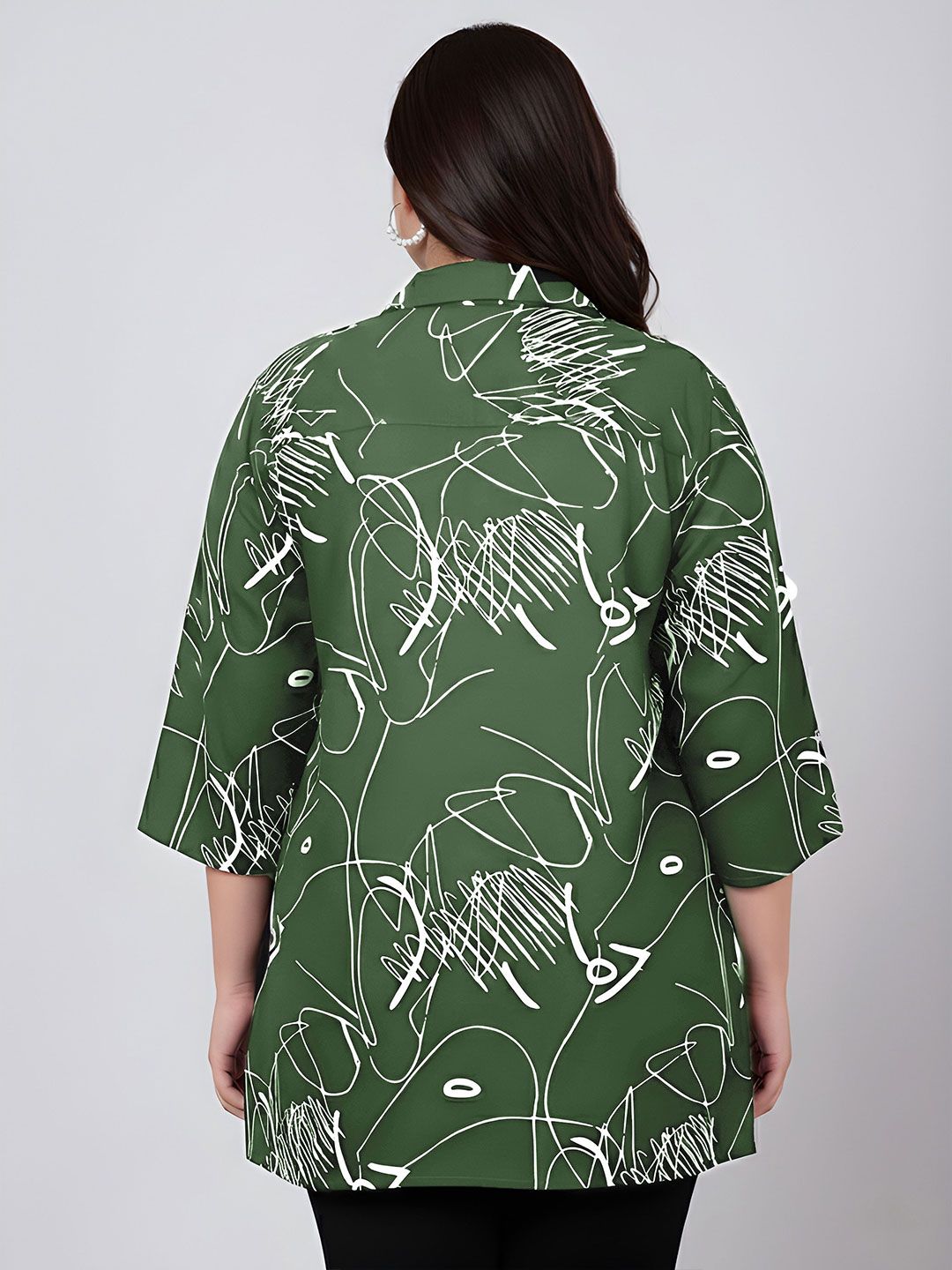 Green Scribble Print Plus Size Shirt — view 5