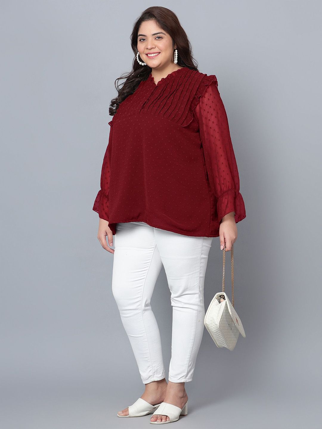 Red Georgette Plus Size Tunic — view 6