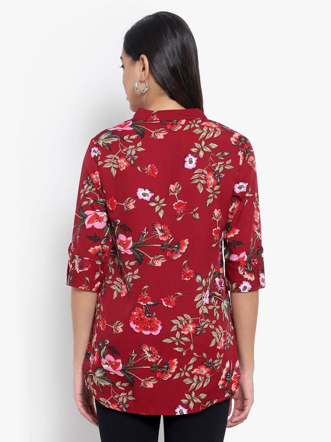 Maroon Floral Print Tunic — view 12