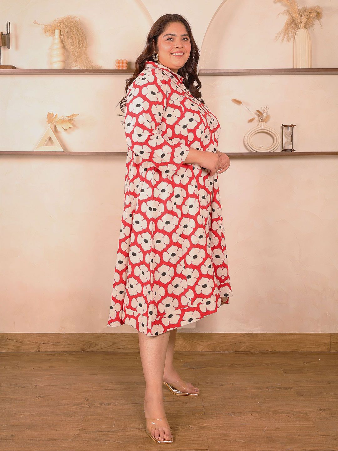 Red Floral Kali Plus Size Dress — view 3