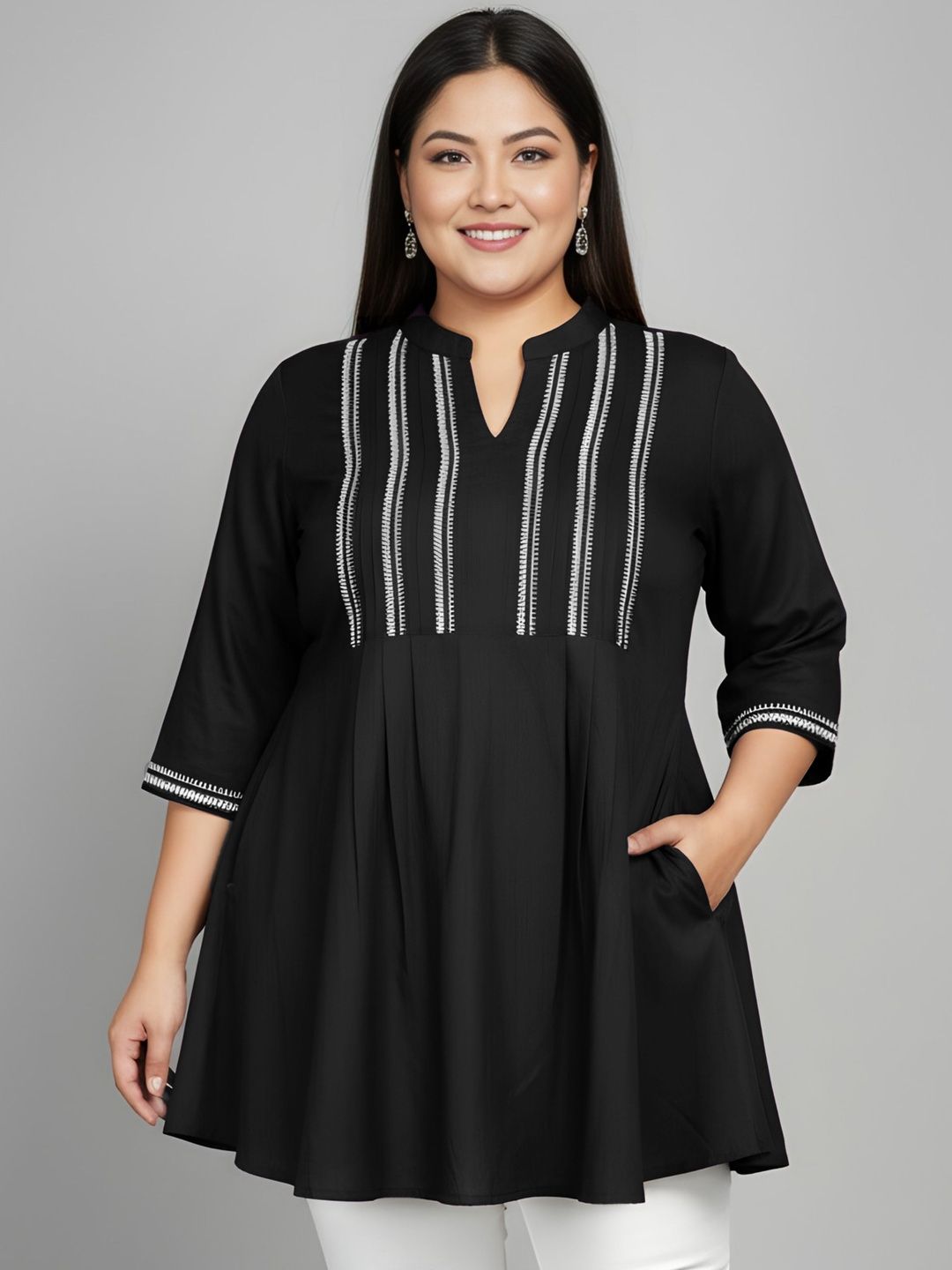 Black Embroidered Tunic — view 1