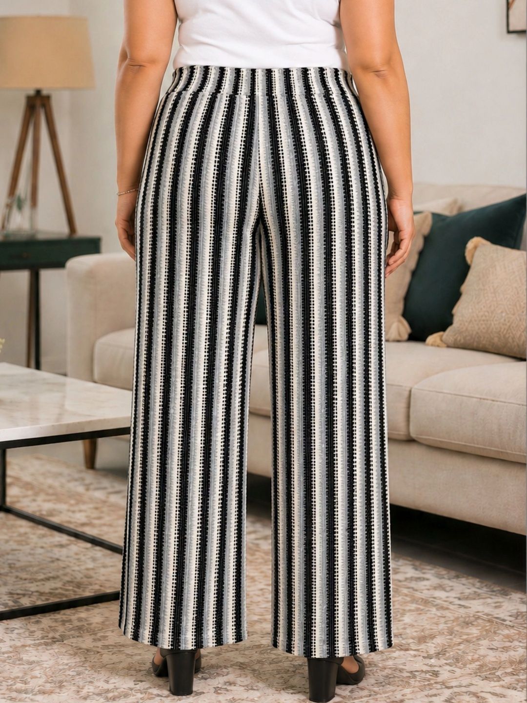 Blue and Black Crochet Trousers — view 2