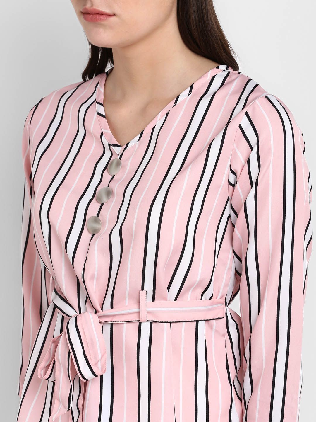 Pink And White Stripe Top — view 2