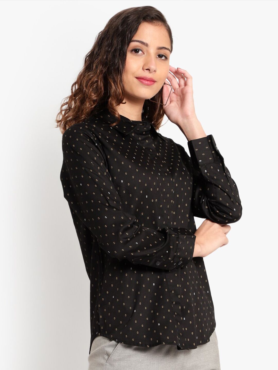 Black Print Formal Shirt — view 3