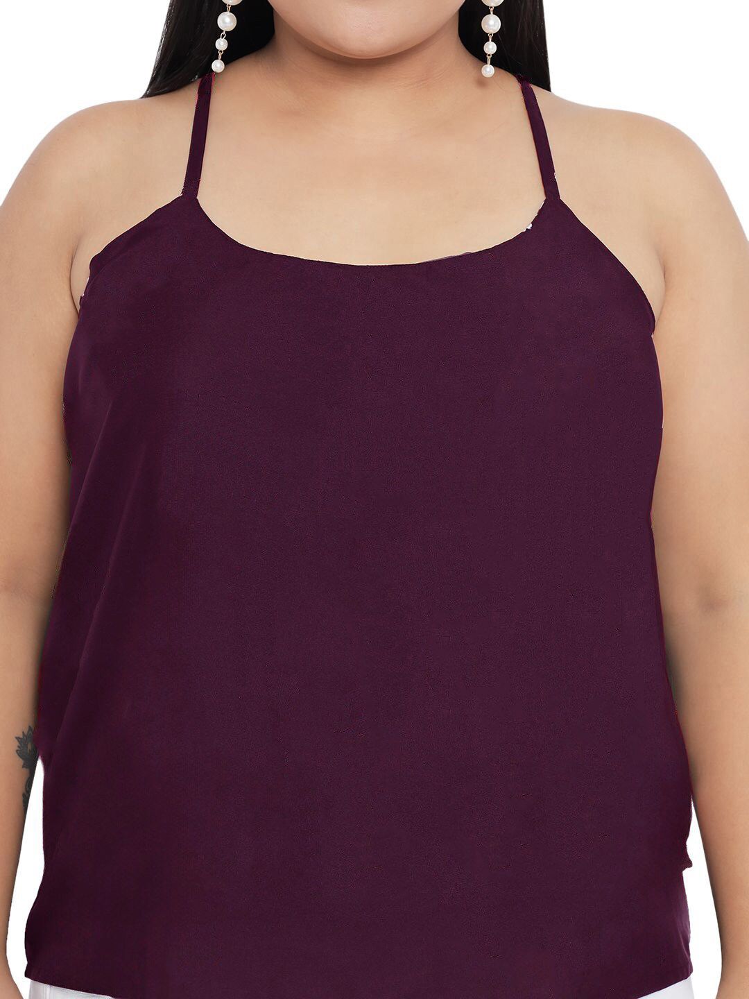 Purple Dobby Sheer Plus Size Shirt with Slip — view 7