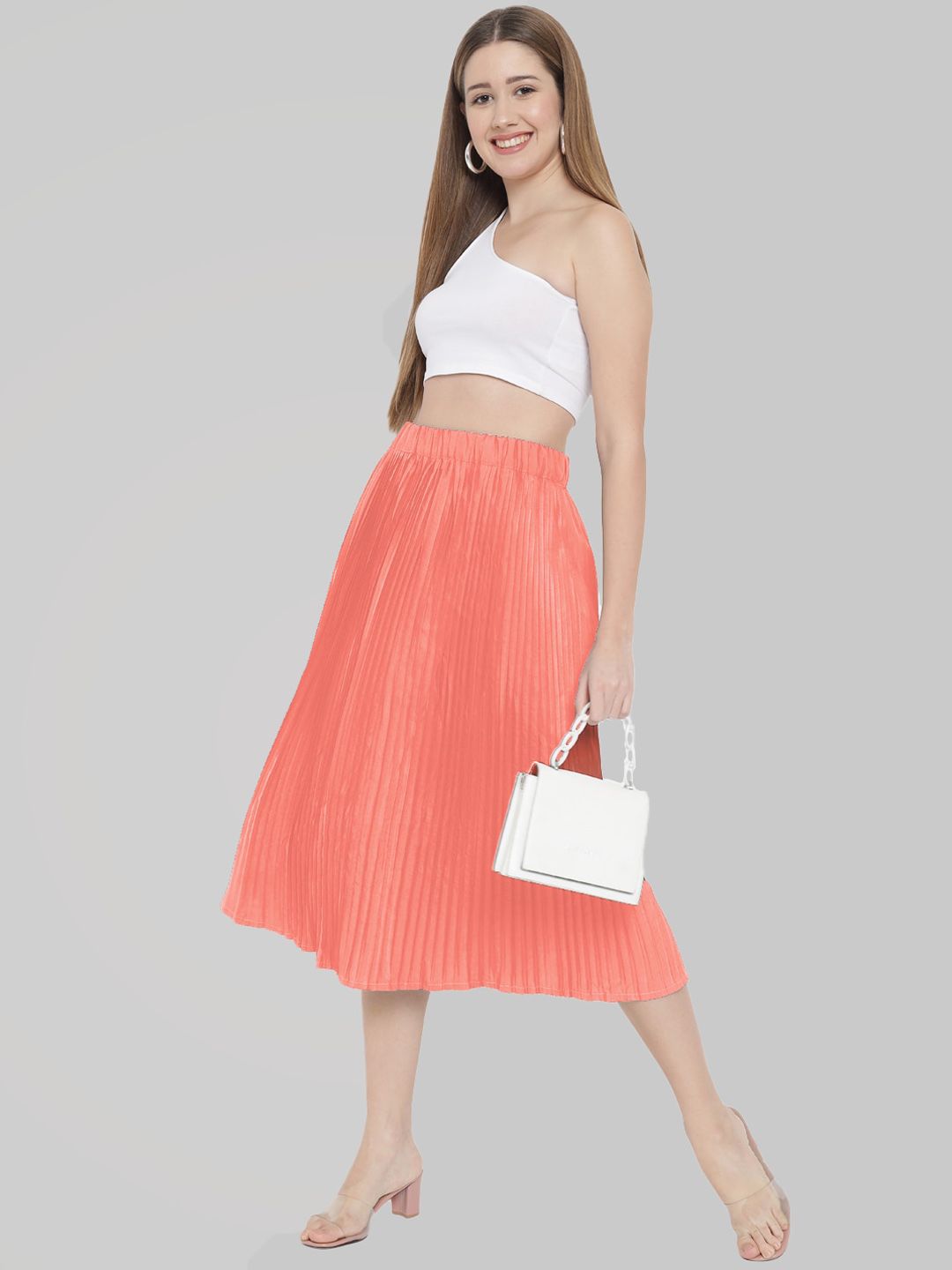 Peach Accordion Pleat Skirt — view 13